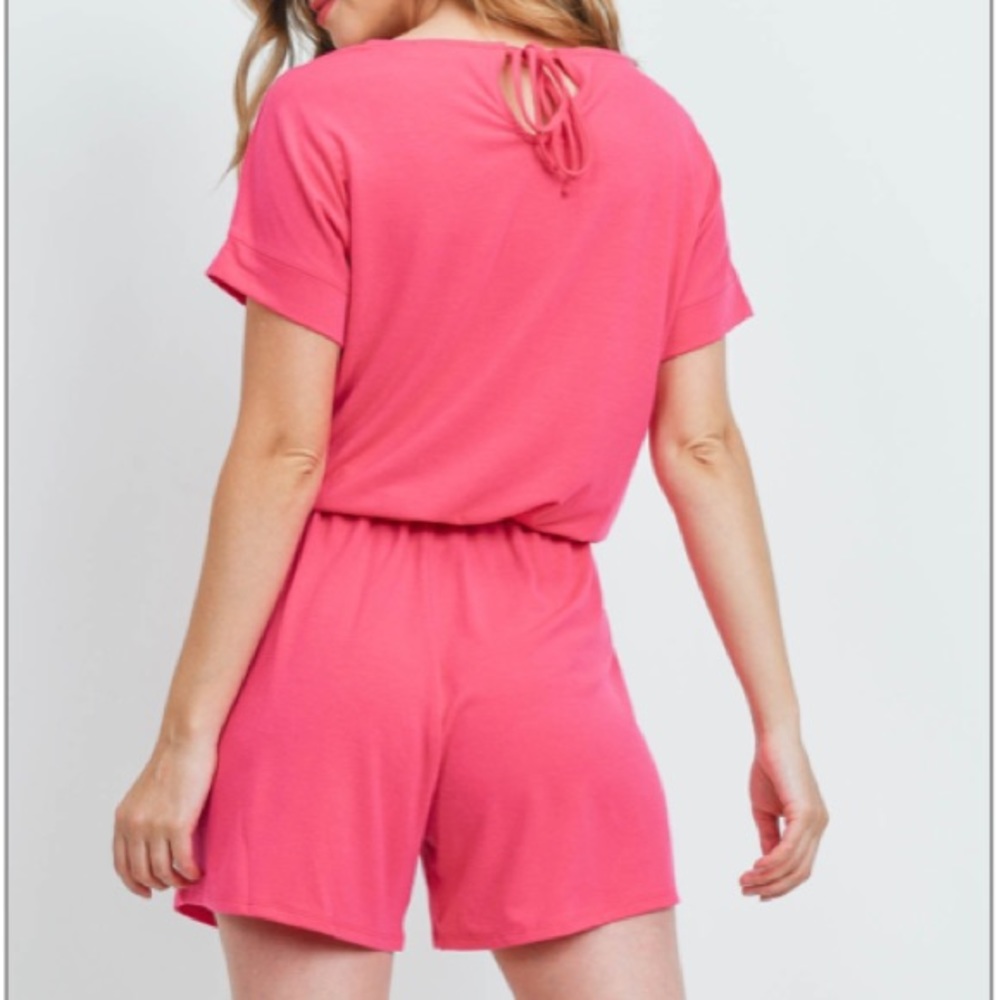 Bright Pink Short Sleeve Romper - Picture 9 of 12